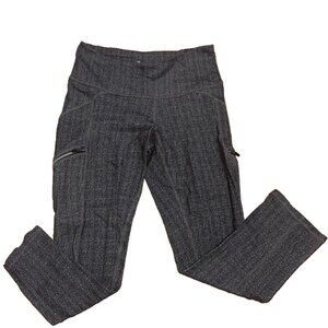 Athleta Cropped Capri Leggings With Zip Pockets Gray Black Womens Size XSmall